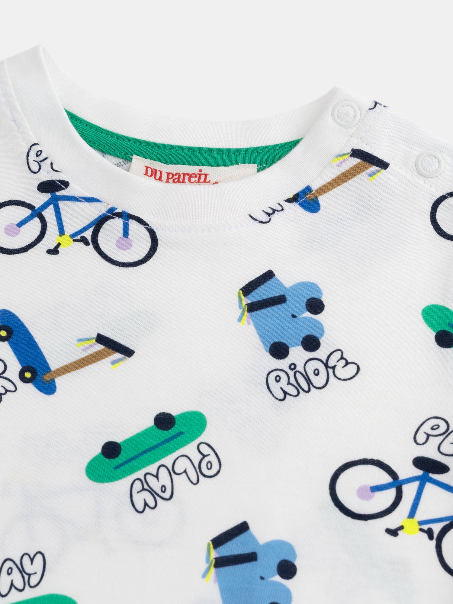 Ecru T-Shirt mit ganzflächigem "Ride"-Druck für Jungen