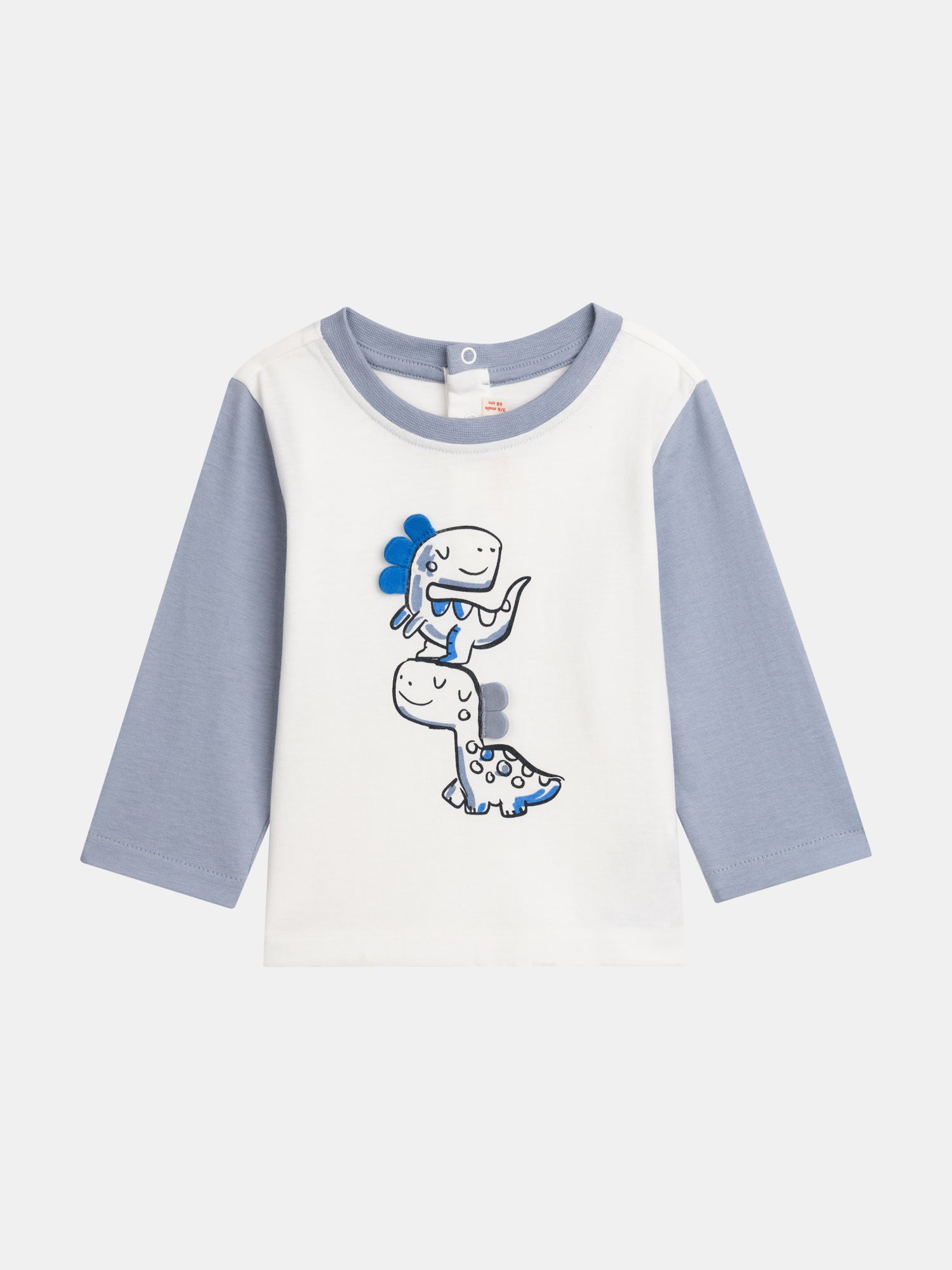 Bicolores Langarm-T-Shirt "Dinosaurier" für Jungen
