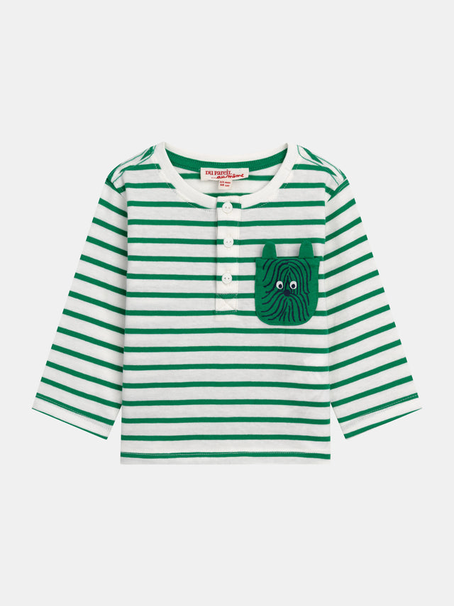 Tee-shirt rayé col tunisien "ARTY SCHOOL" pour bébé garçon