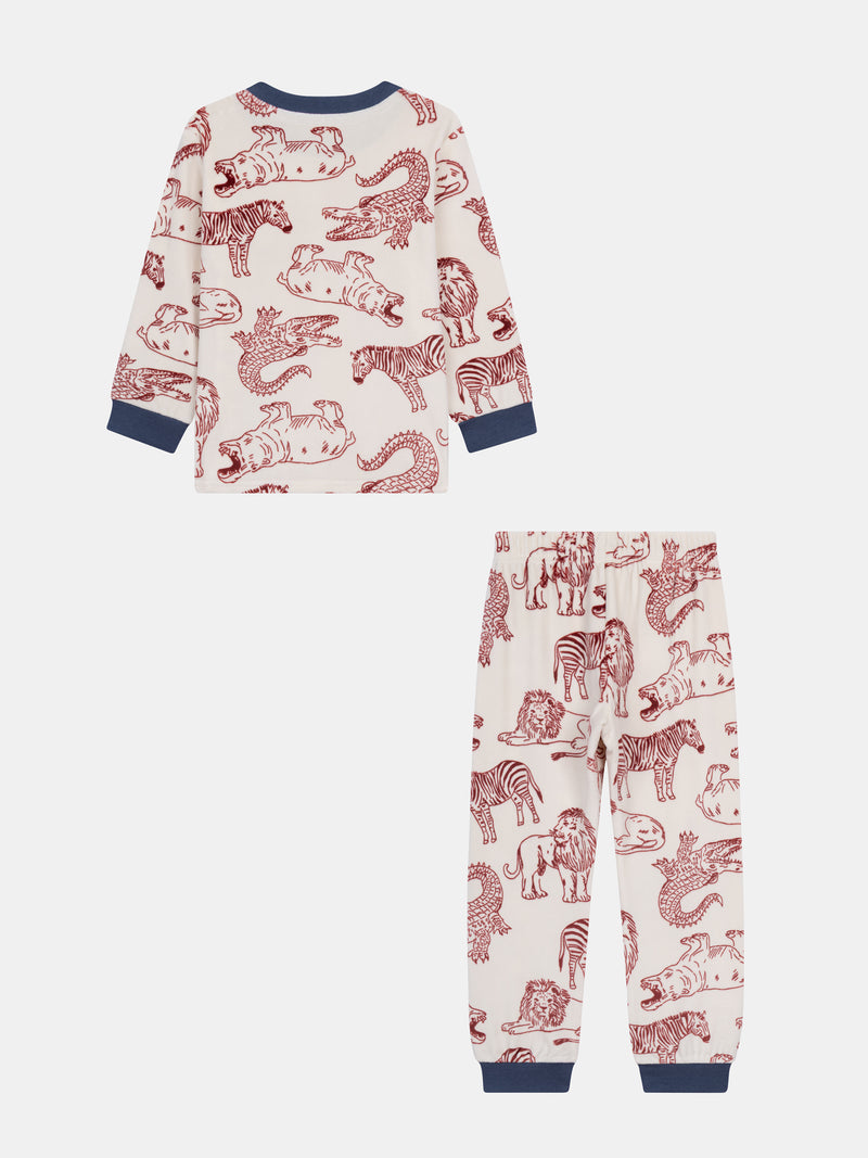 2-teiliger Pyjama aus dehnbarem, bedrucktem Samt für Jungen
