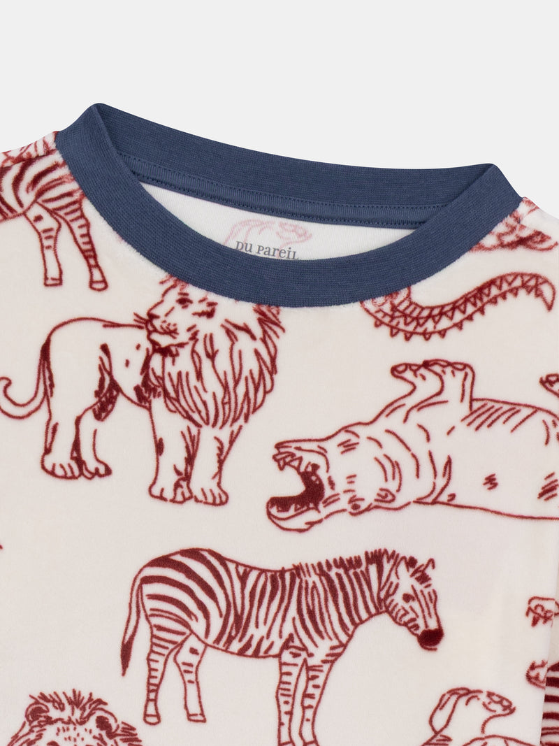 2-teiliger Pyjama aus dehnbarem, bedrucktem Samt für Jungen