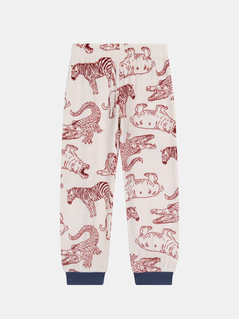 2-teiliger Pyjama aus dehnbarem, bedrucktem Samt für Jungen