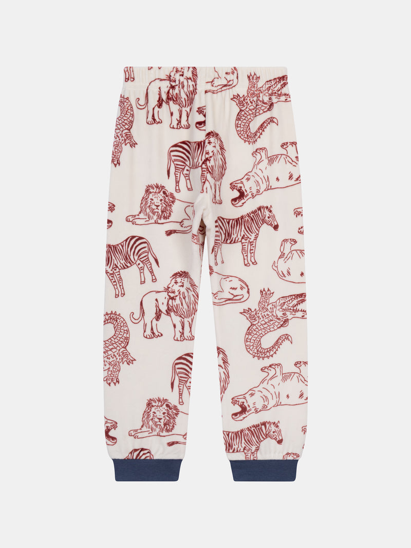 2-teiliger Pyjama aus dehnbarem, bedrucktem Samt für Jungen