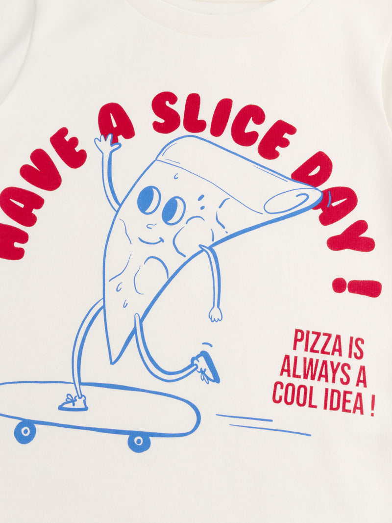 2-teiliger Fleece-Schlafanzug mit Aufdruck "Have a Slice Day!" für Jungen