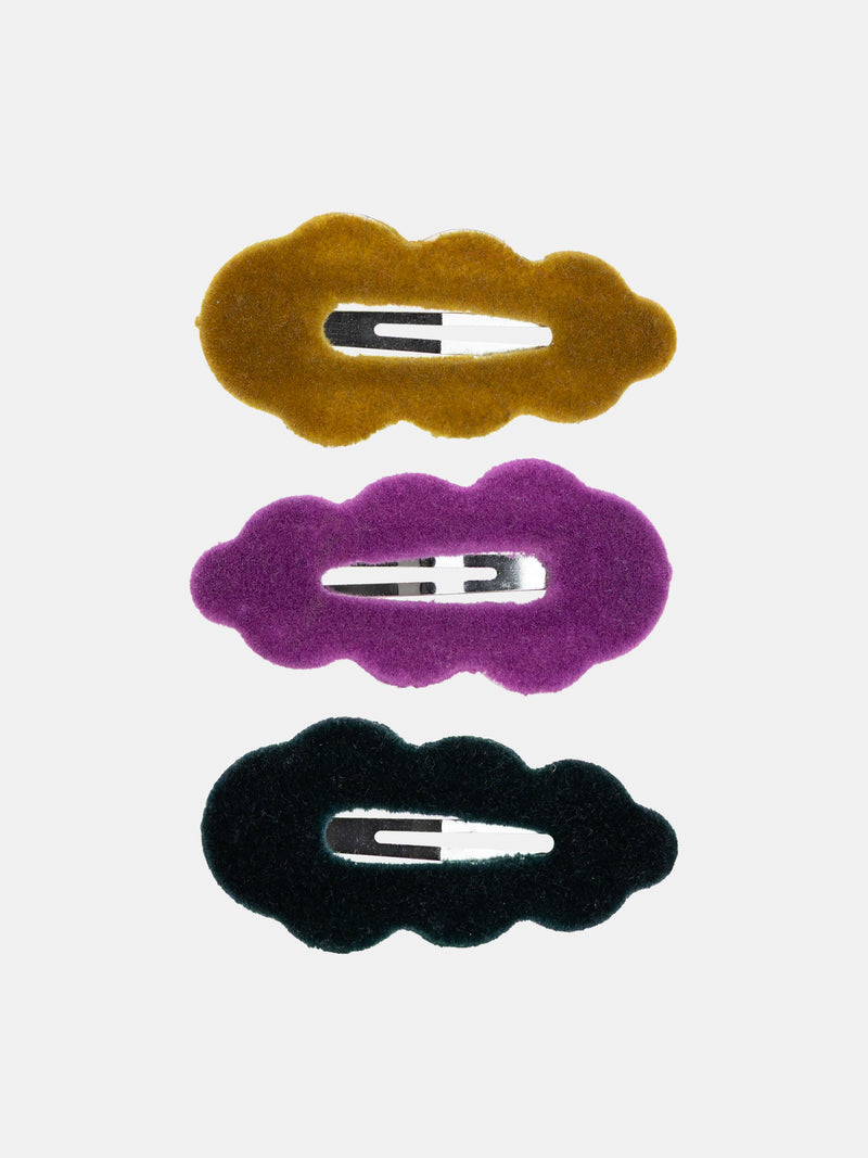 Lot de 3barrettes formes organiques multicolores pour fille