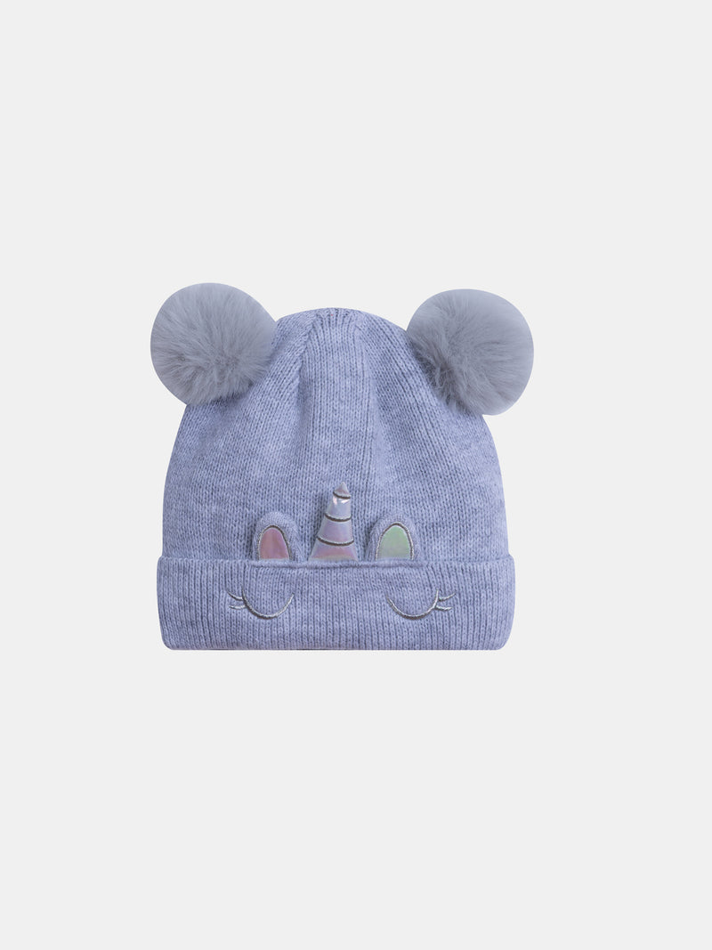 Grau Unicorn Mütze für Mädchen