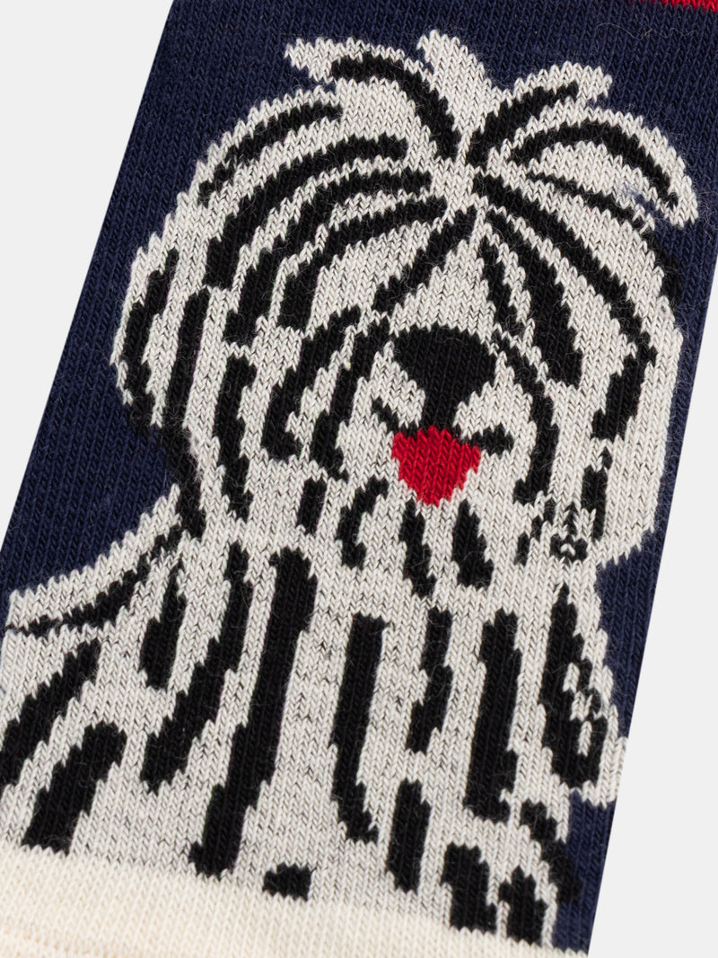 Gestreifte Socken mit Hundemotiv für Jungen