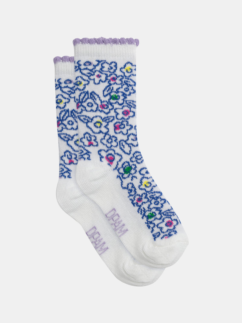 Ecru Socken mit Fantasiemuster für Mädchen