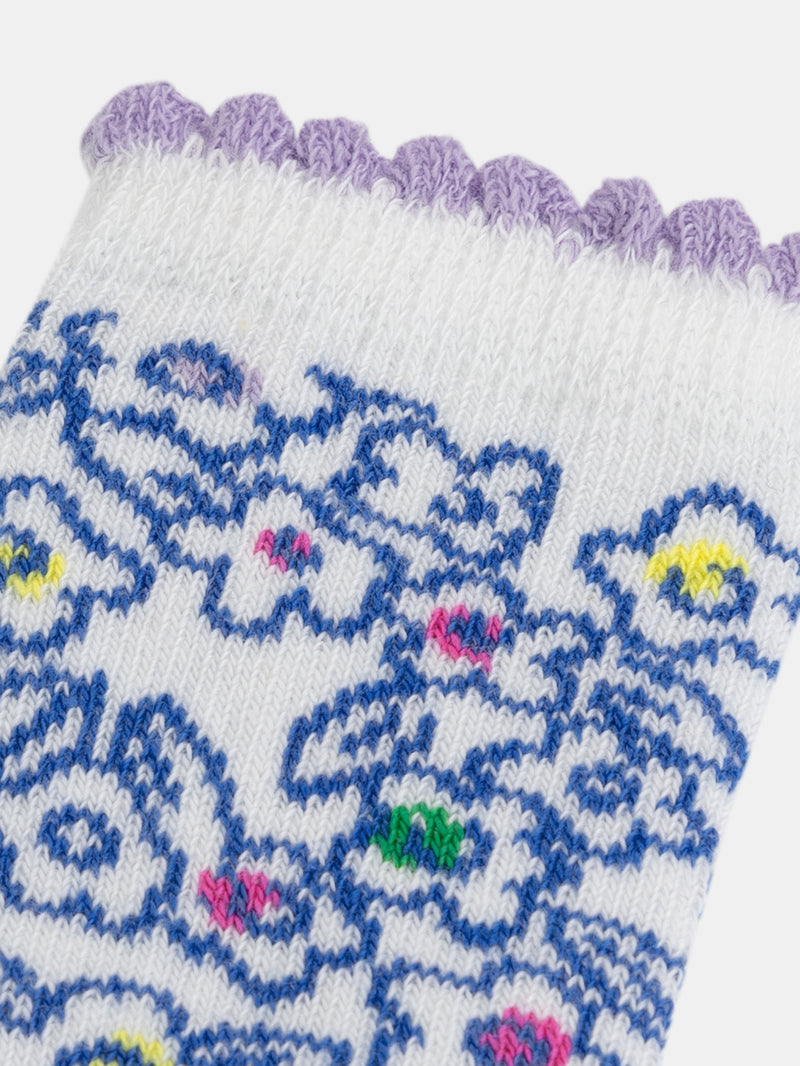 Ecru Socken mit Fantasiemuster für Mädchen