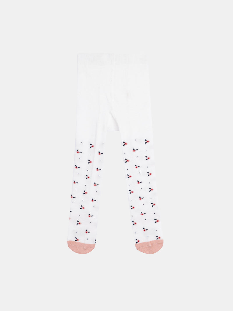 Rosa Strumpfhose mit Blumenmuster für Mädchen