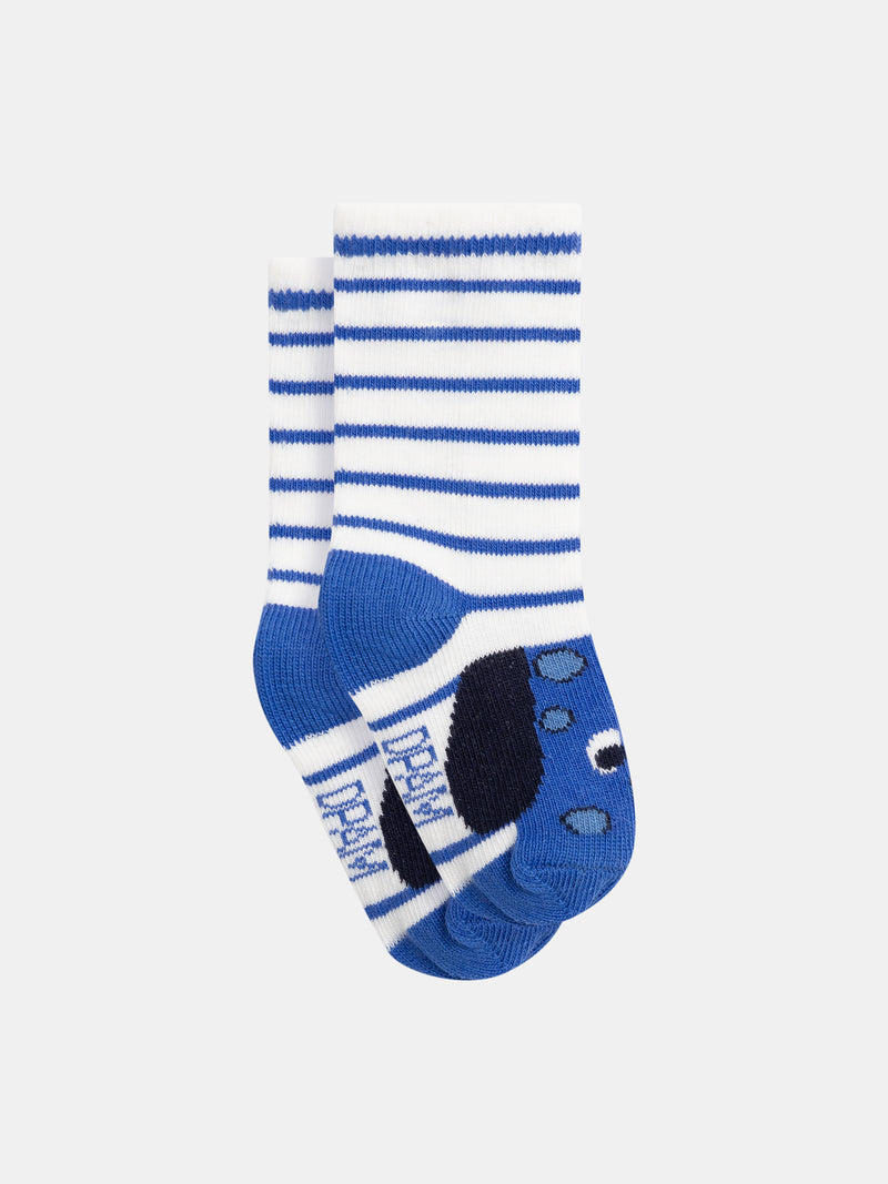 Socken mit bunten Streifen und Hundenmuster für Jungenbabys