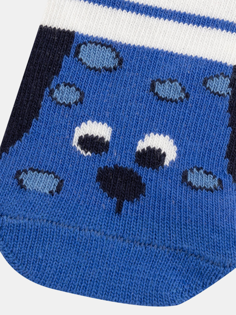 Socken mit bunten Streifen und Hundenmuster für Jungenbabys