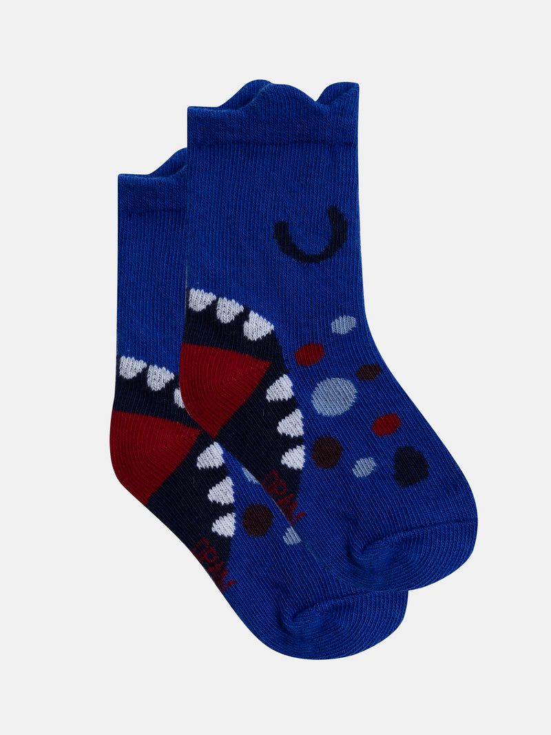 Chaussettes bleu animation dents de dinosaures bébé garçon