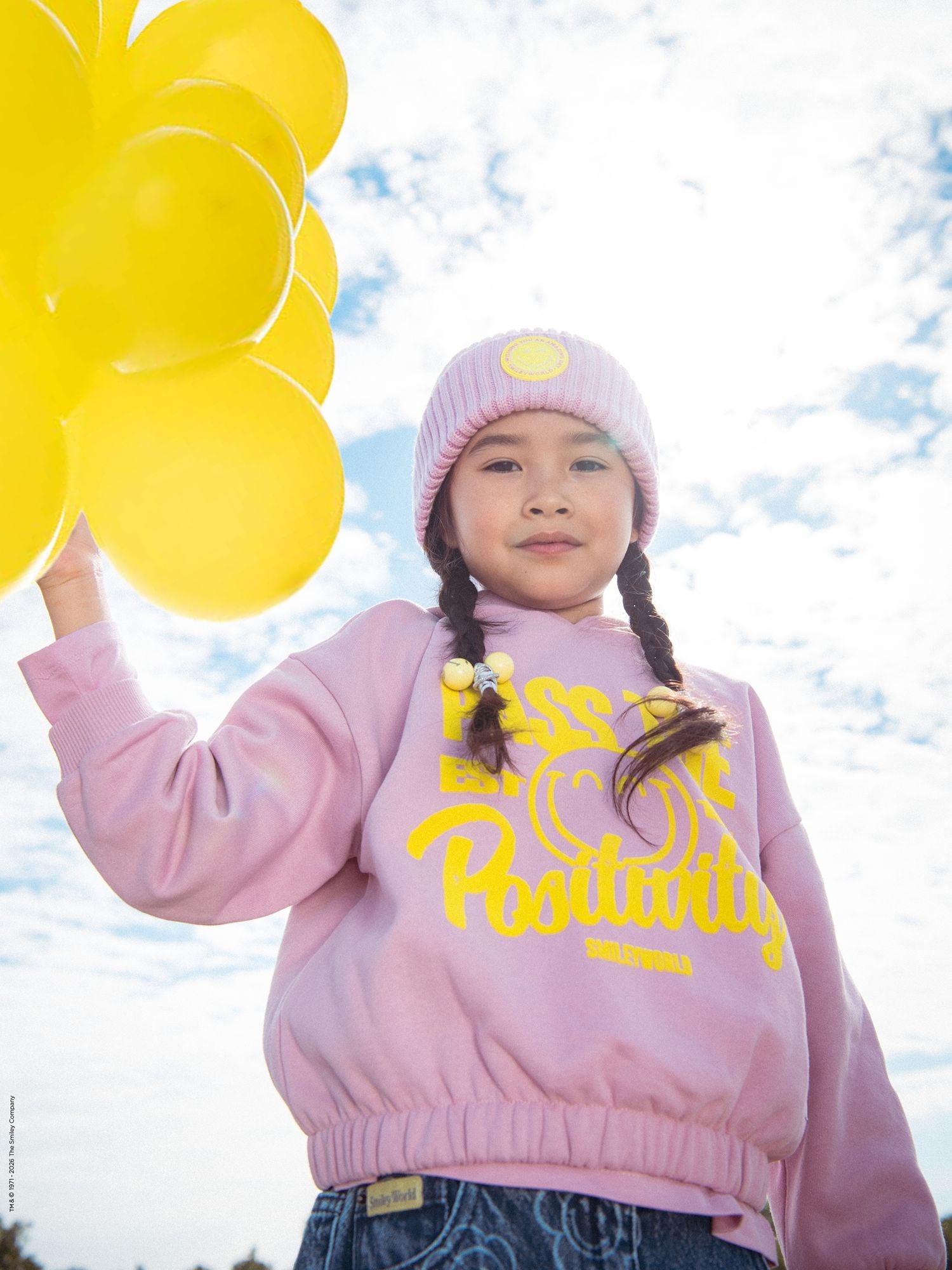 Rosa Hoodie mit SMILEYWORLD Druck für Mädchen