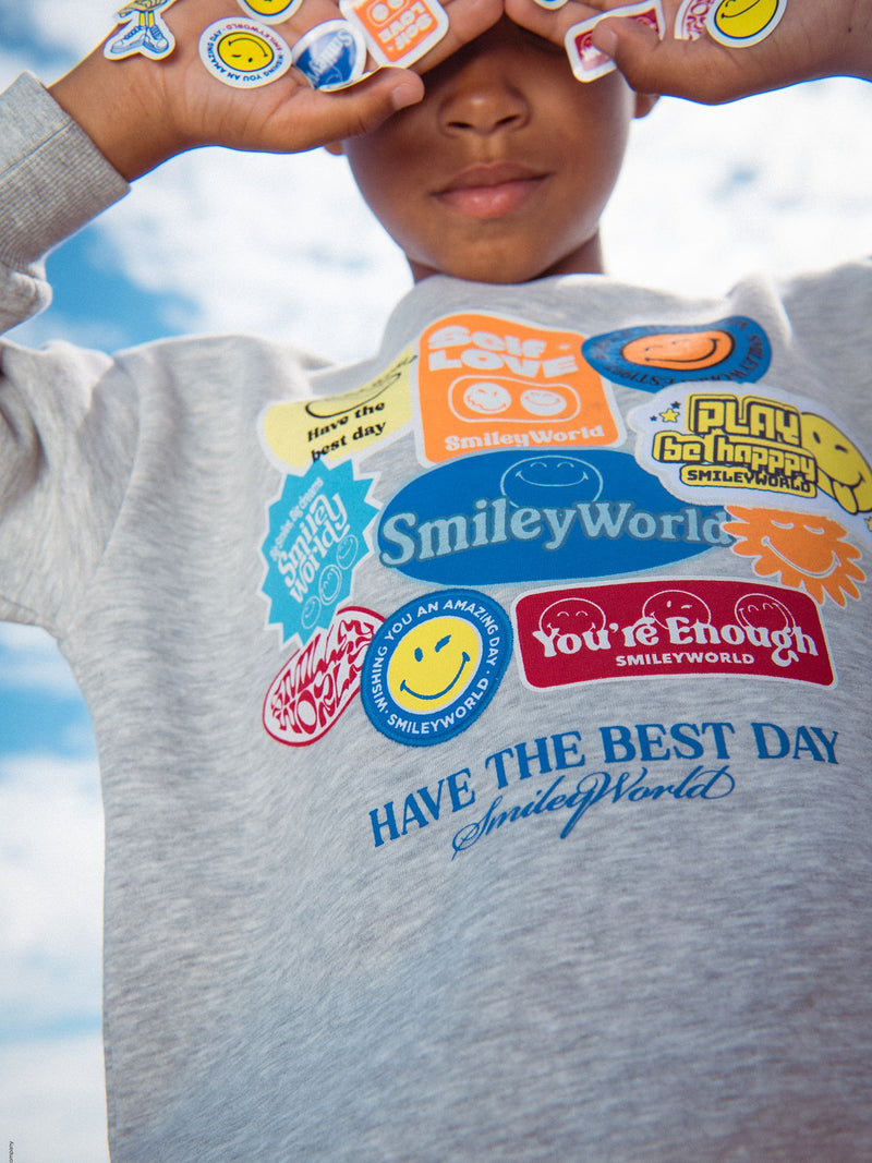 Grau-Chiné-Sweatshirt mit SMILEYWORLD-Druck für Jungen