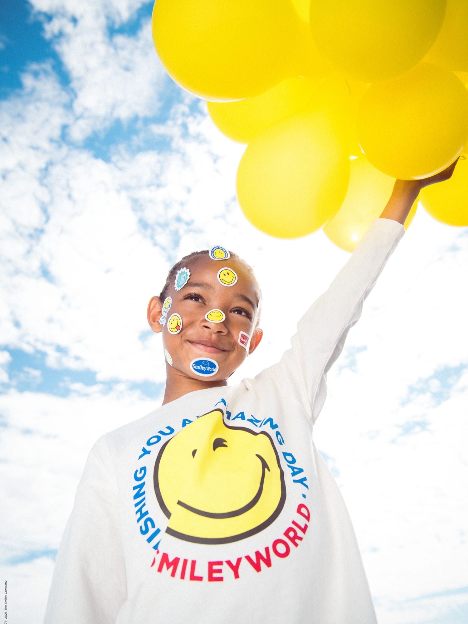 Ecru Langarm-T-Shirt mit SMILEYWORLD-Druck für Jungen
