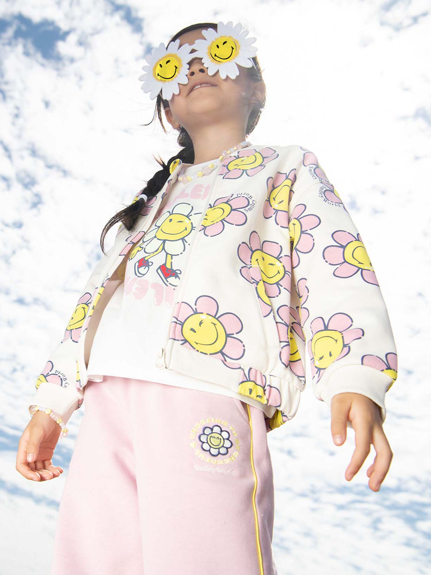 Sweat imprimé SMILEYWORLD fleurs pour fille