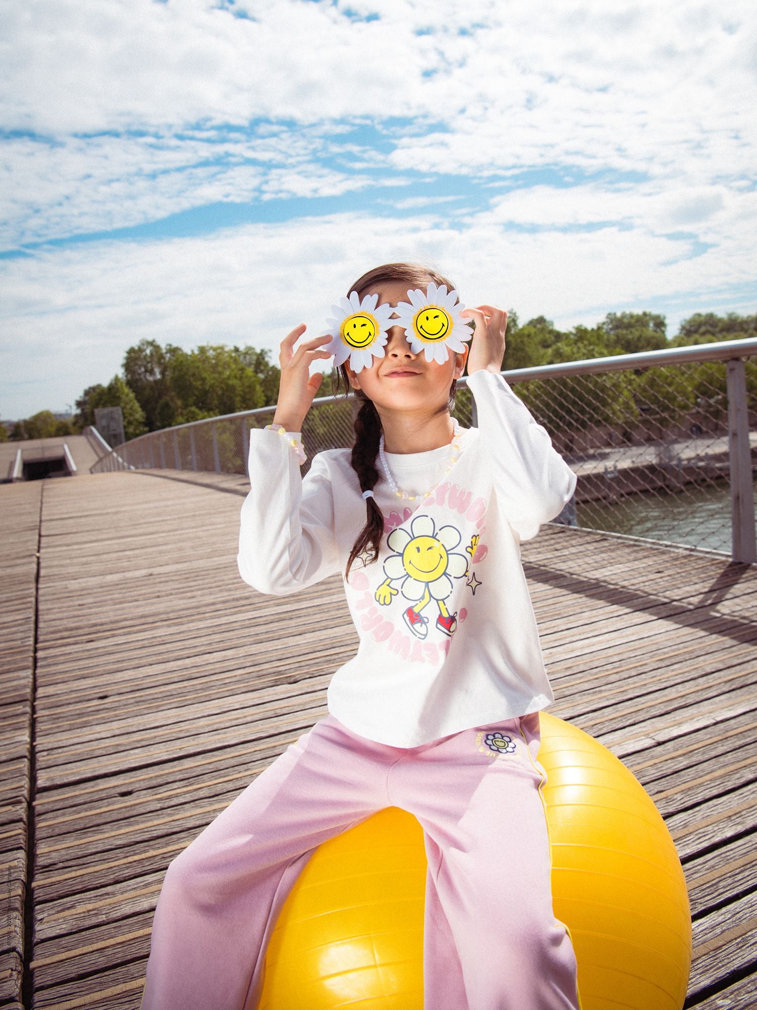 Jogging rose à imprimé SMILEYWORLD fleur pour fille