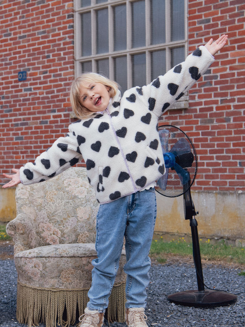 Reversible Jacke mit Herzdruck für Mädchen