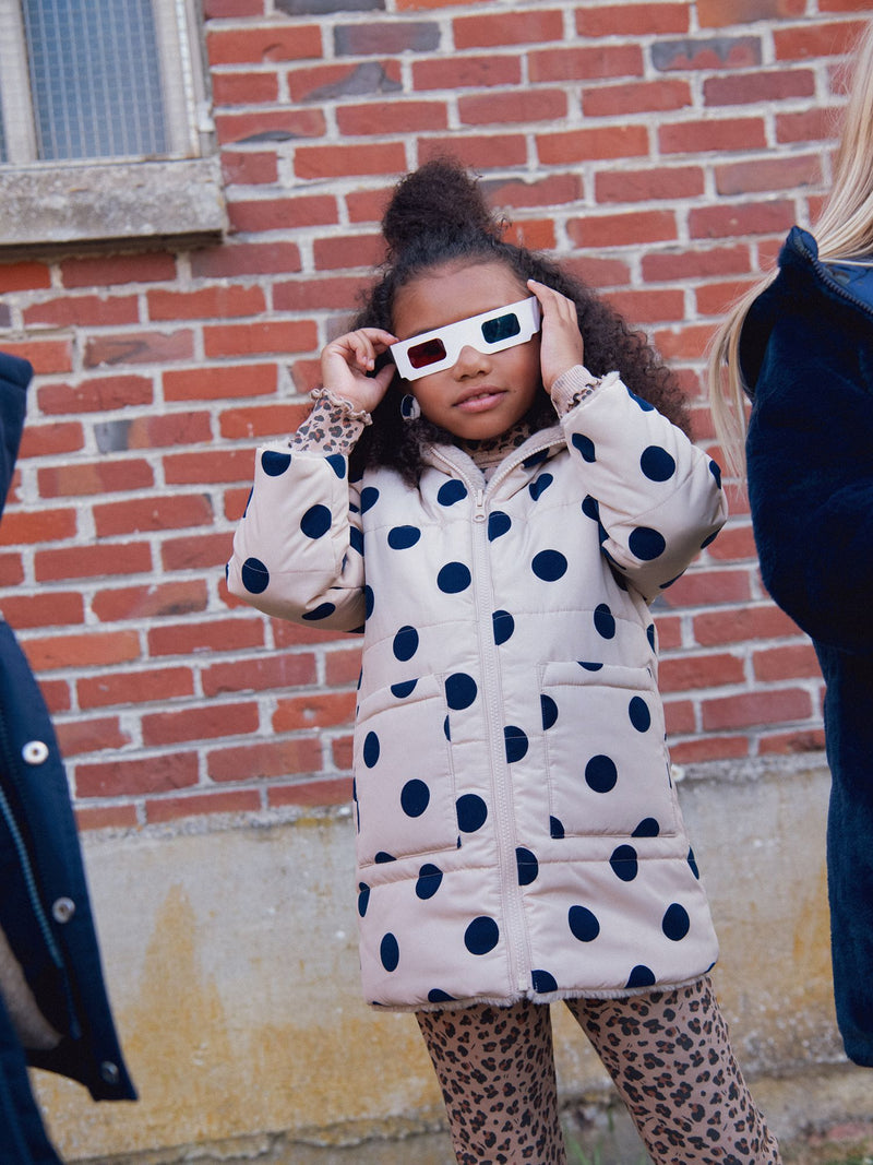 Reversible Mädchen-Parka mit Punkten