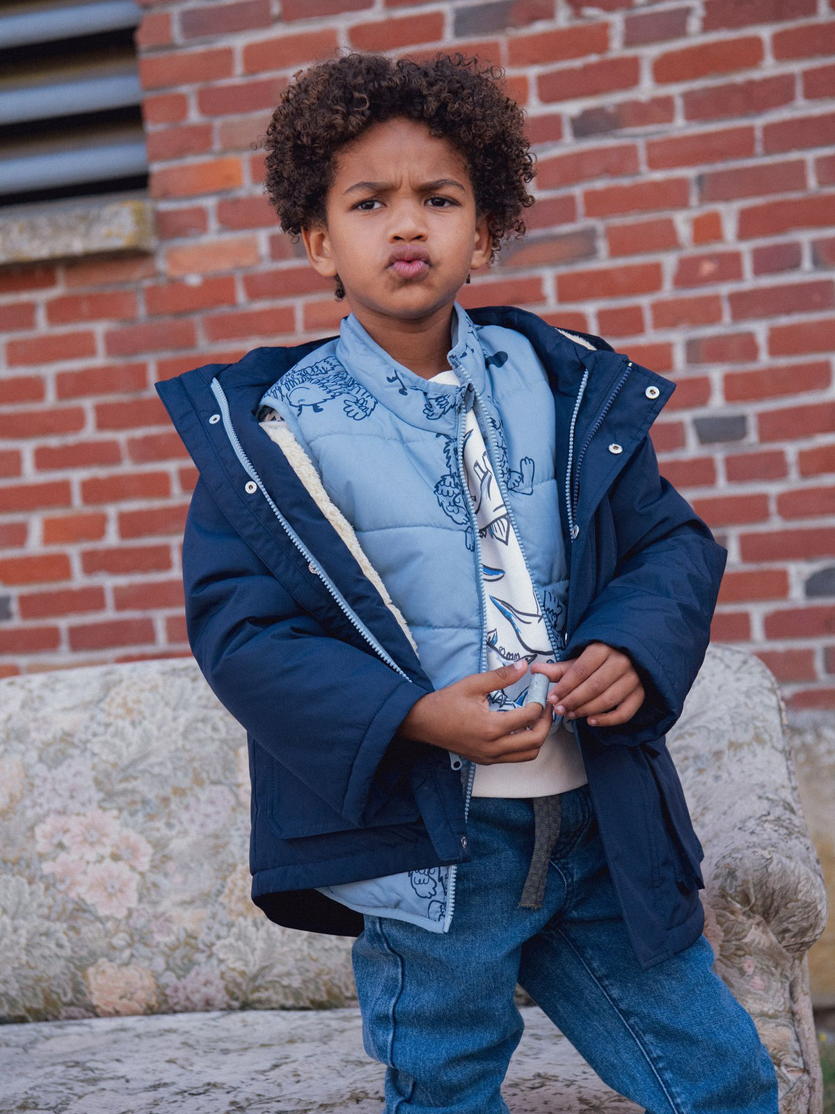 3-in-1 Parka und blaue Weste für Jungen
