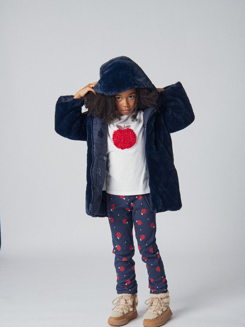 Umkehrbare Parka mit Äpfelprint für Mädchen