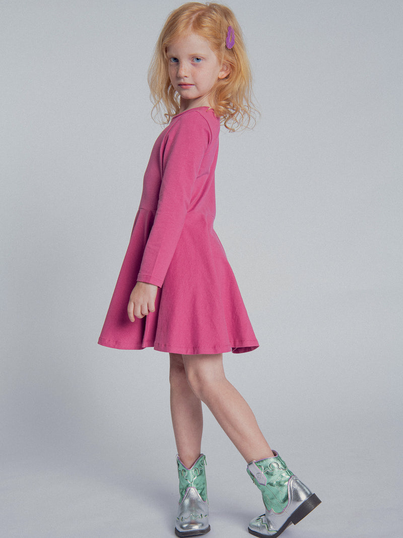 Robe rose broderie coeur pour fille
