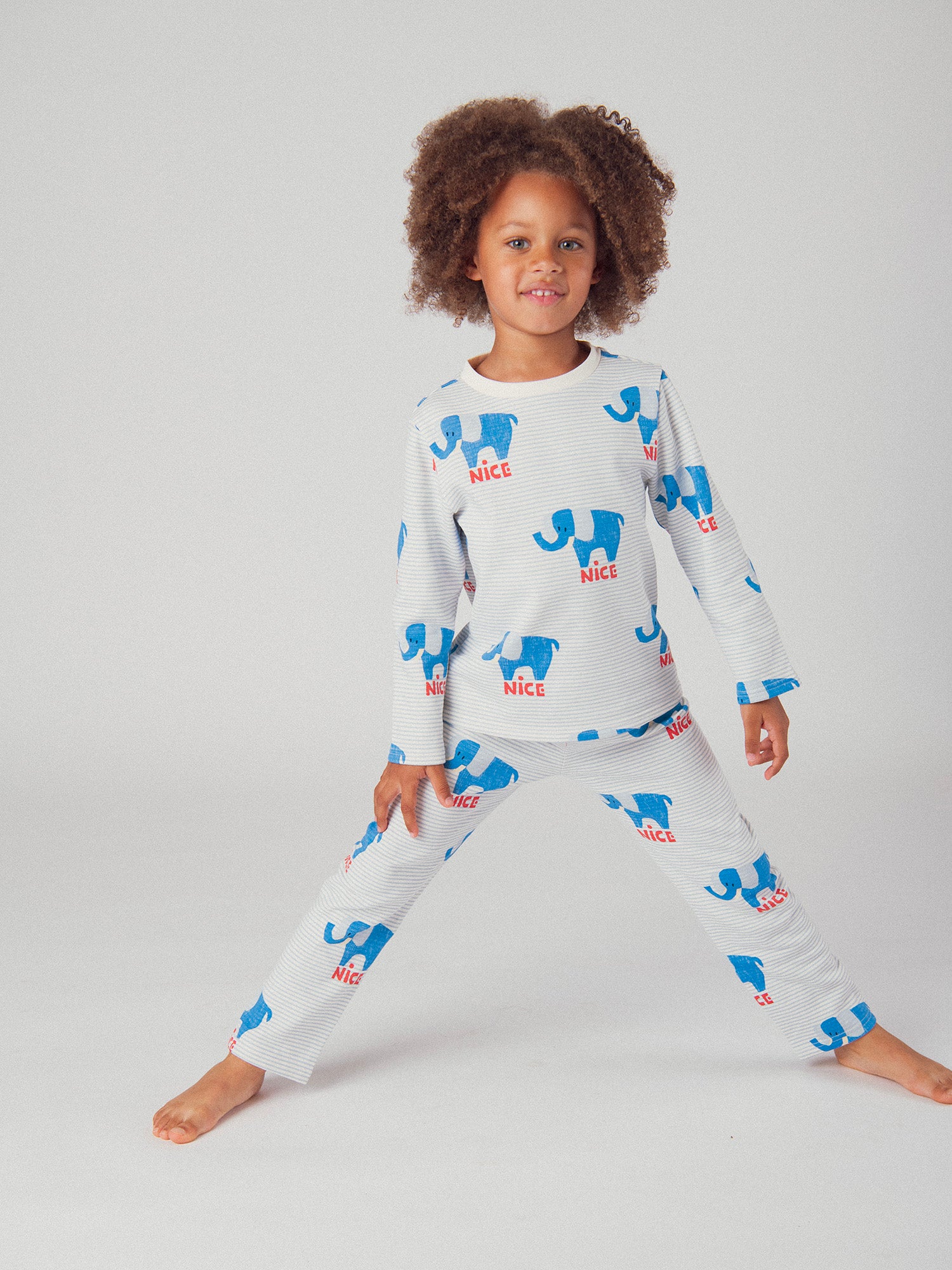2-teiliges gestreiftes und Elefanten-Pyjama "NICE" für Jungen
