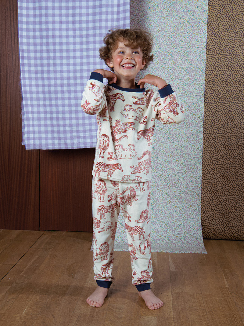 2-teiliger Pyjama aus dehnbarem, bedrucktem Samt für Jungen