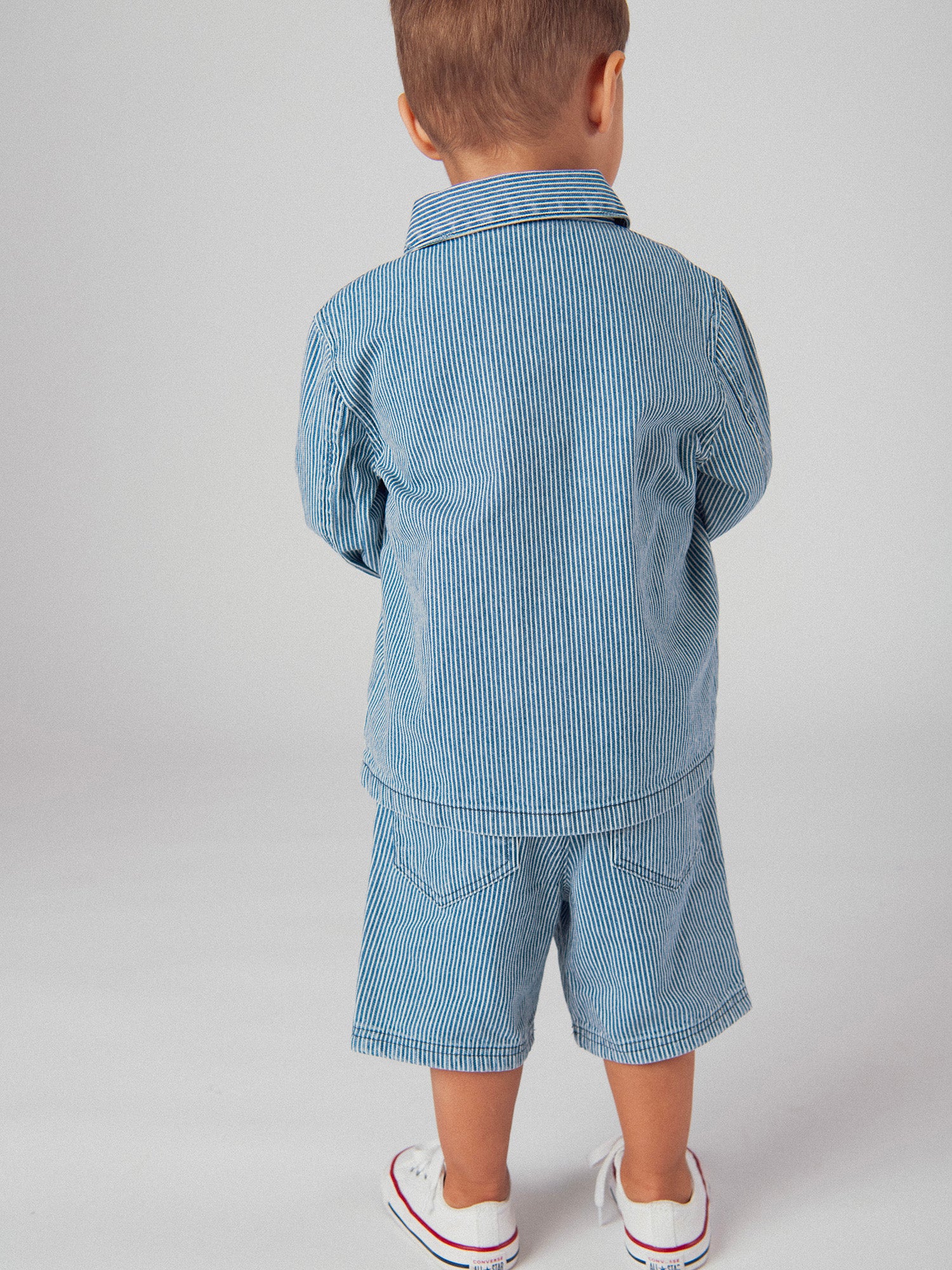 Gestreifter Denim-Shorts "Play" Blau und Ecru für Jungen