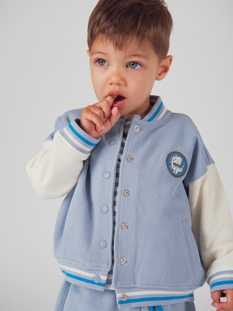Zweifarbiger Teddy-Style Cardigan für Jungen