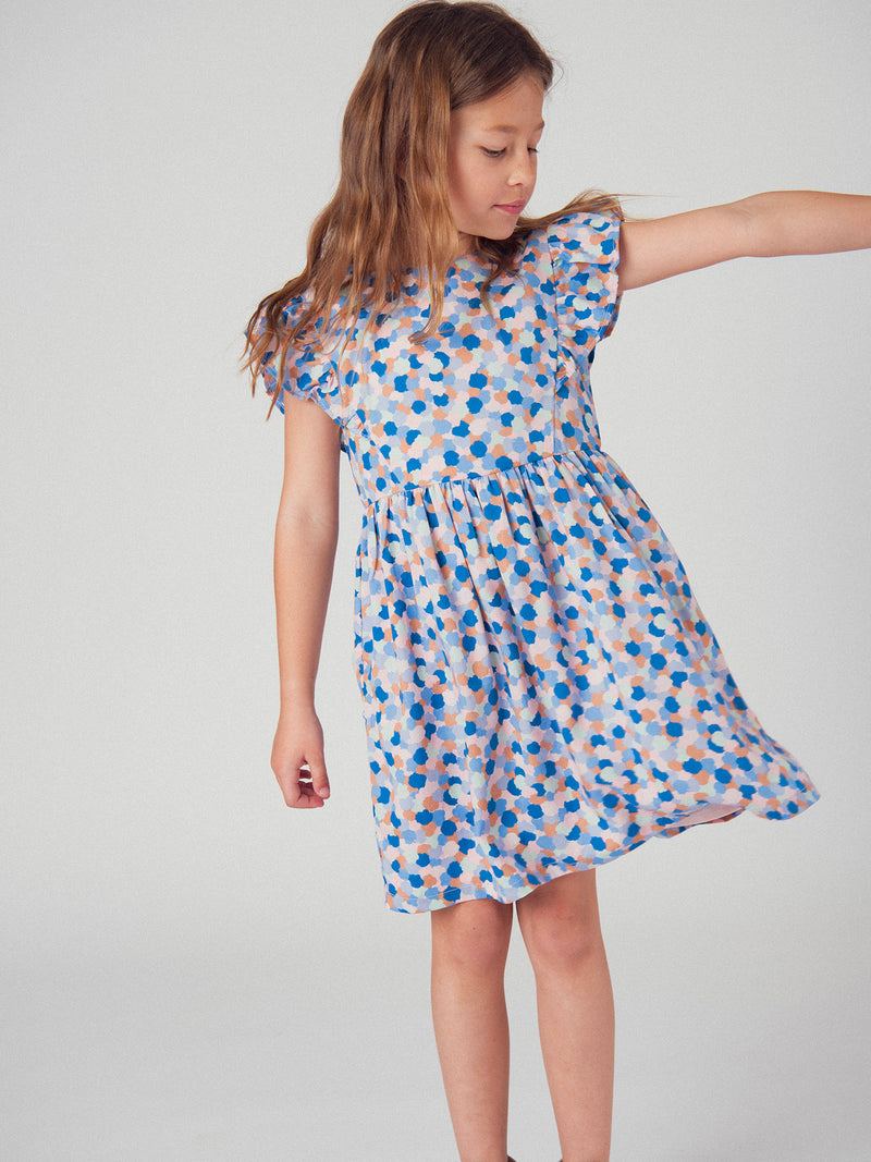 kleid mit gepunktetem Muster und kurzen Ärmeln für Mädchen