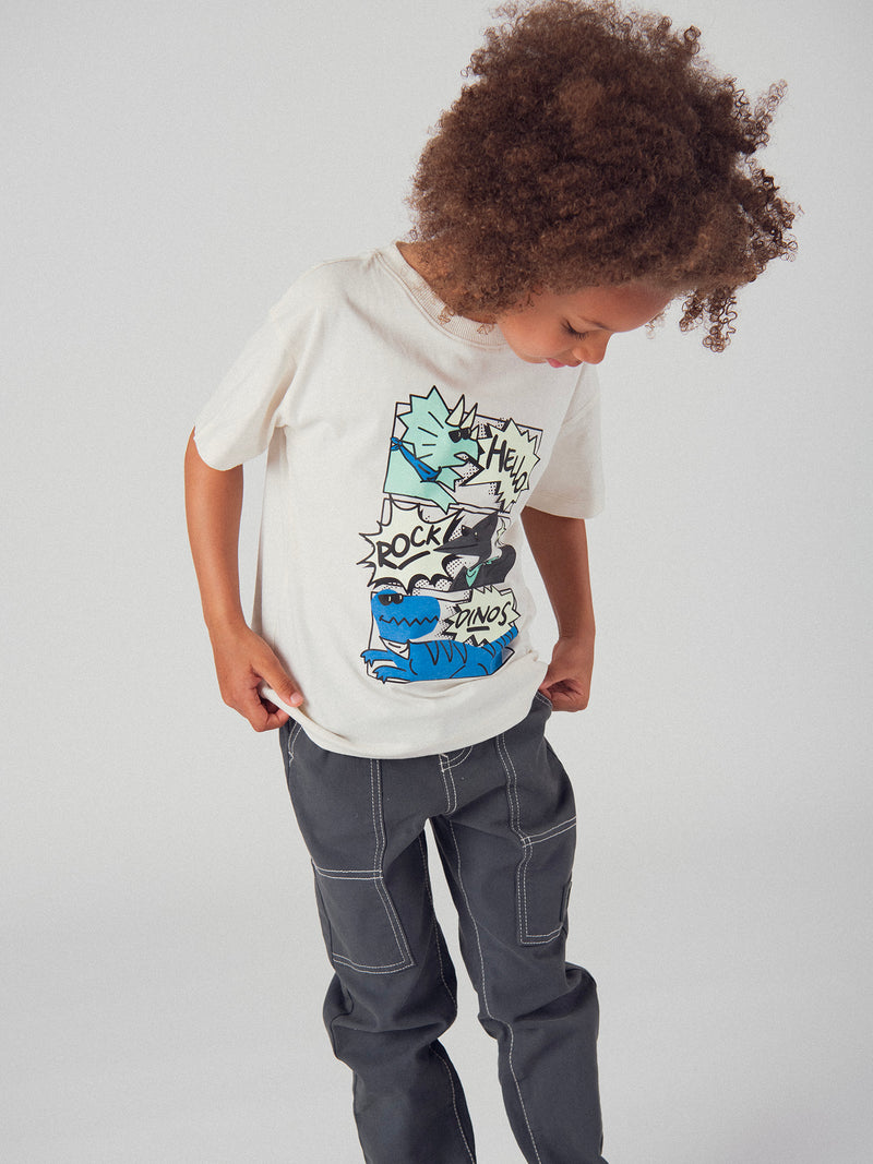 Phosphoreszierendes T-Shirt mit Dinosaurier-Comic-Animation für Jungen