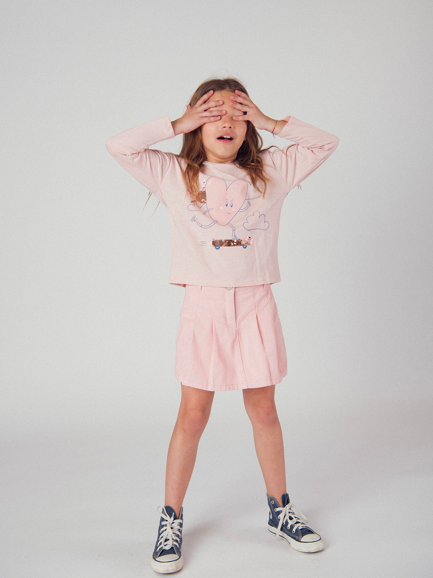Jupe short rose à poches pour fille