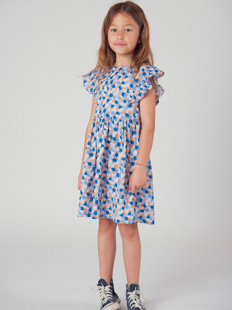kleid mit gepunktetem Muster und kurzen Ärmeln für Mädchen