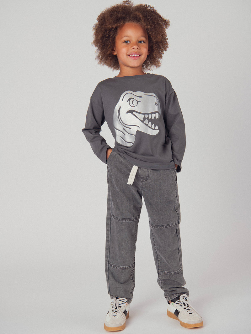 Jeans en denim gris à poches pour garçon