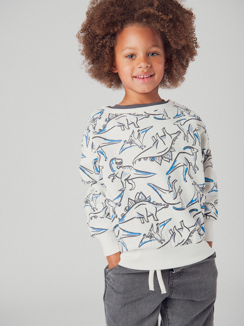 Ecru Sweatshirt mit Dinosaurierdruck für Jungen