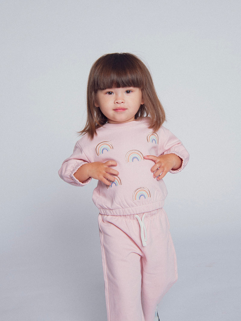 Rosa Sweat- und Hosen-Set "RAINBOW" für Mädchen