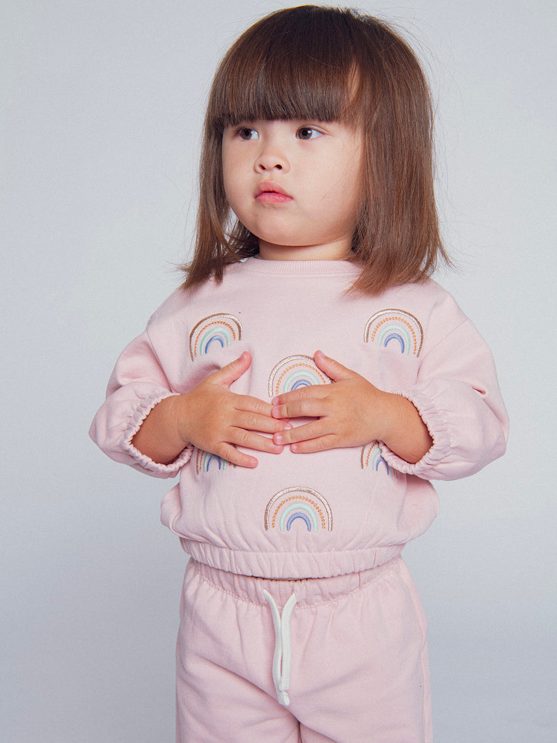 Rosa Sweat- und Hosen-Set "RAINBOW" für Mädchen