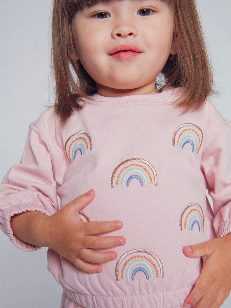 Rosa Sweat- und Hosen-Set "RAINBOW" für Mädchen