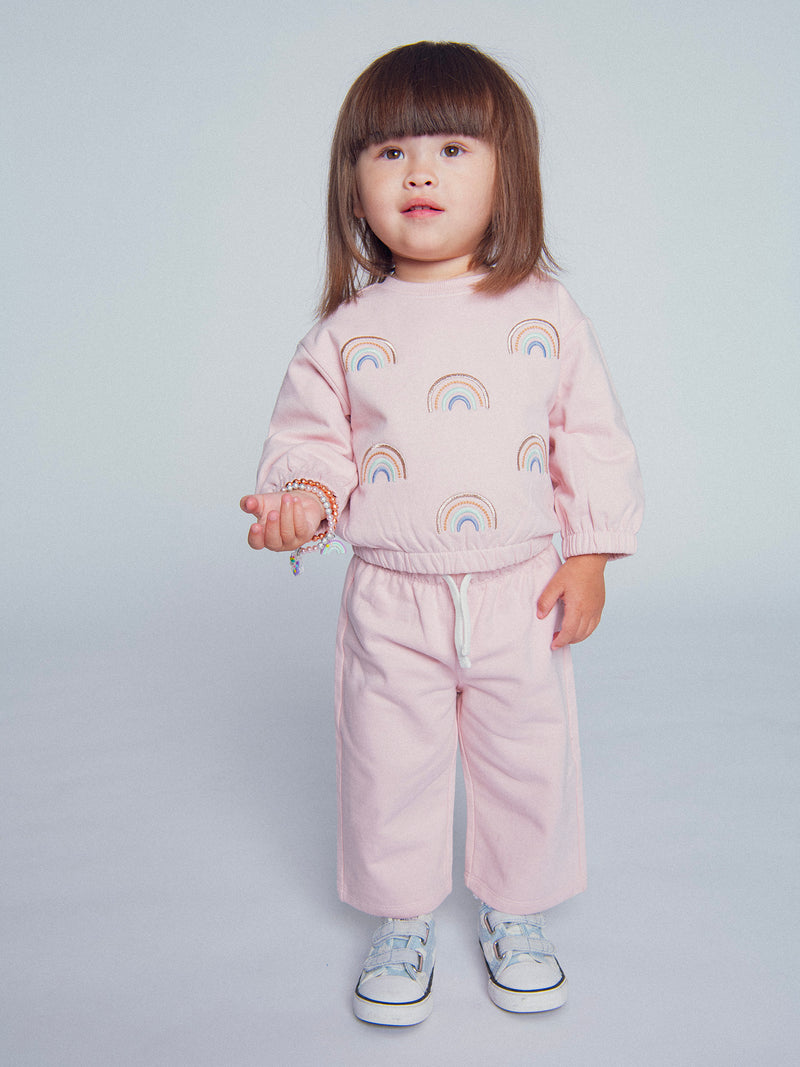 Rosa Sweat- und Hosen-Set "RAINBOW" für Mädchen