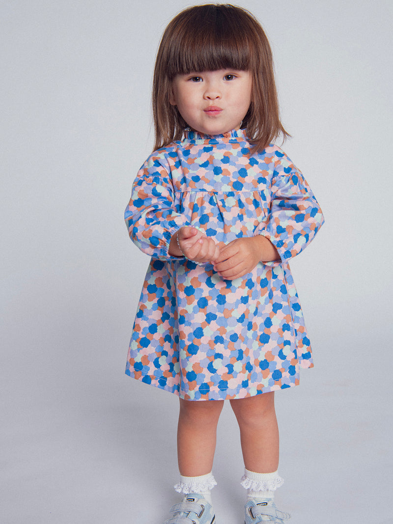 Bedrucktes Kleid mit Rüschkragen für Mädchen