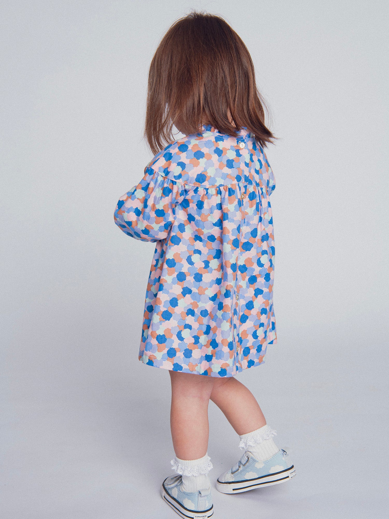 Bedrucktes Kleid mit Rüschkragen für Mädchen