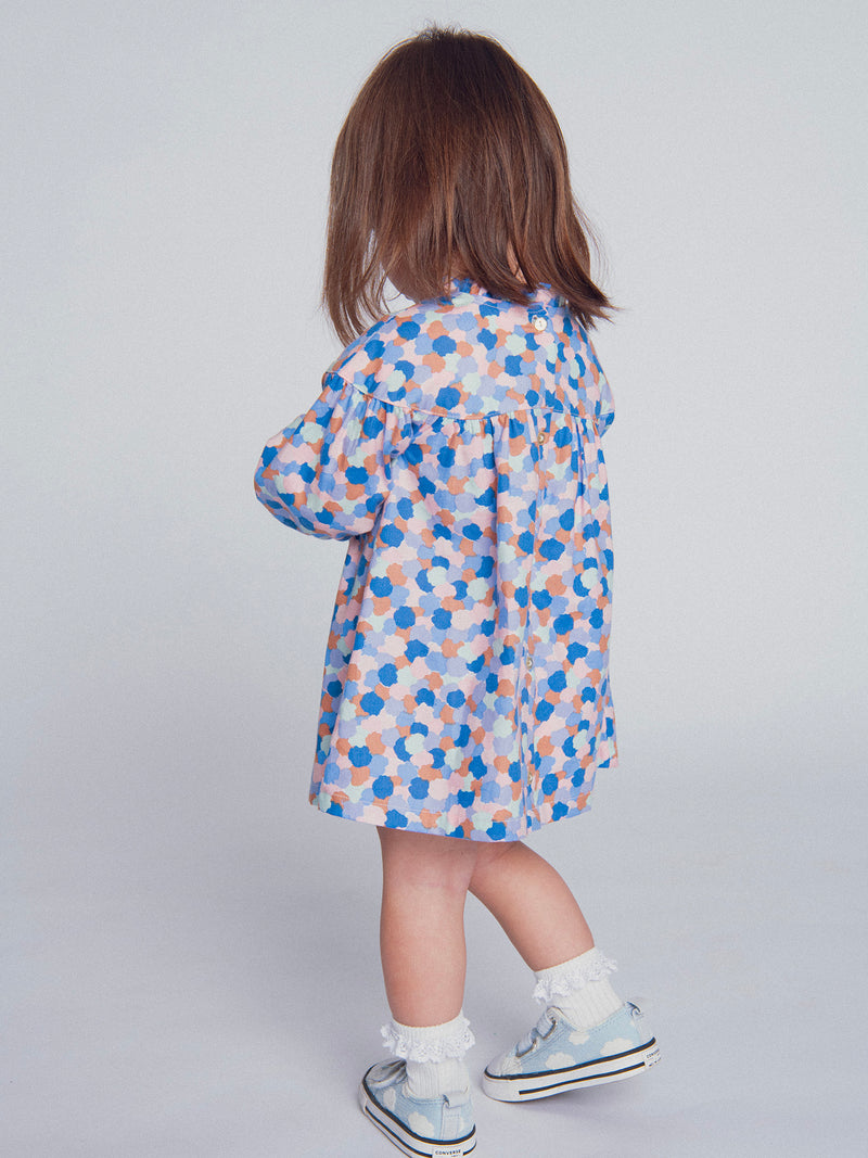 Bedrucktes Kleid mit Rüschkragen für Mädchen