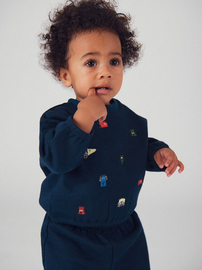 Sweat- und Hosen-Set in Marineblau "ARTY SCHOOL" für Jungen