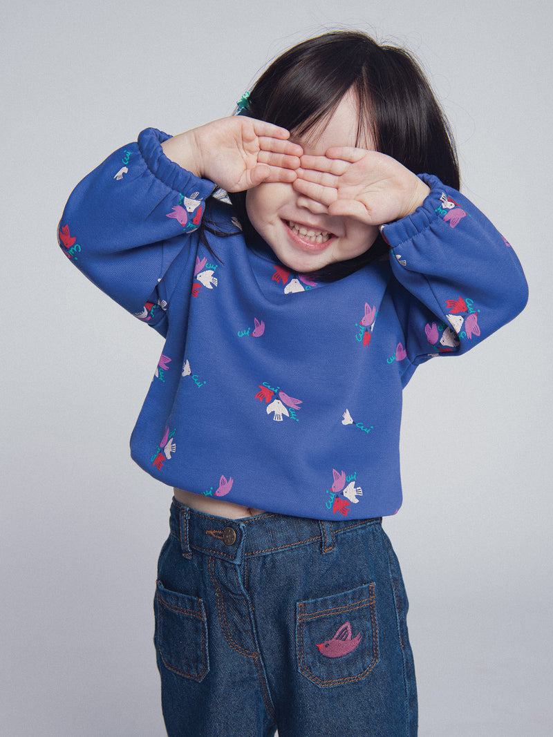 Himmelblaues Sweatshirt "ARTY SCHOOL" für Mädchen