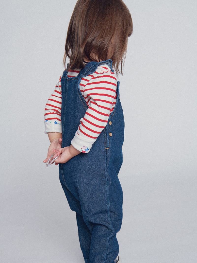 Bestickter Denim-Overalls "ARTY SCHOOL" für Mädchen