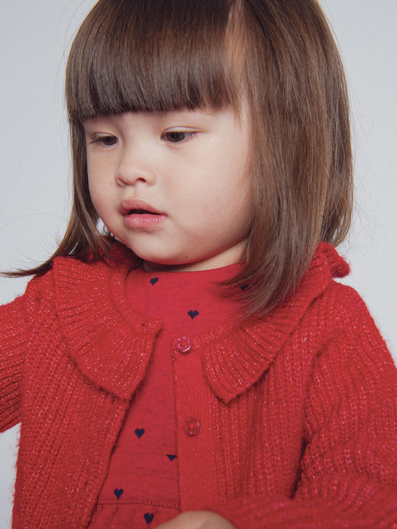 Roter Cardigan mit Rüsche für Mädchen