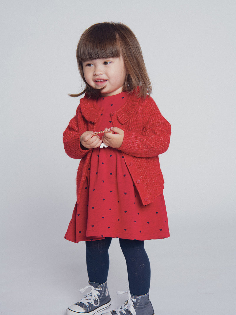 Roter Cardigan mit Rüsche für Mädchen