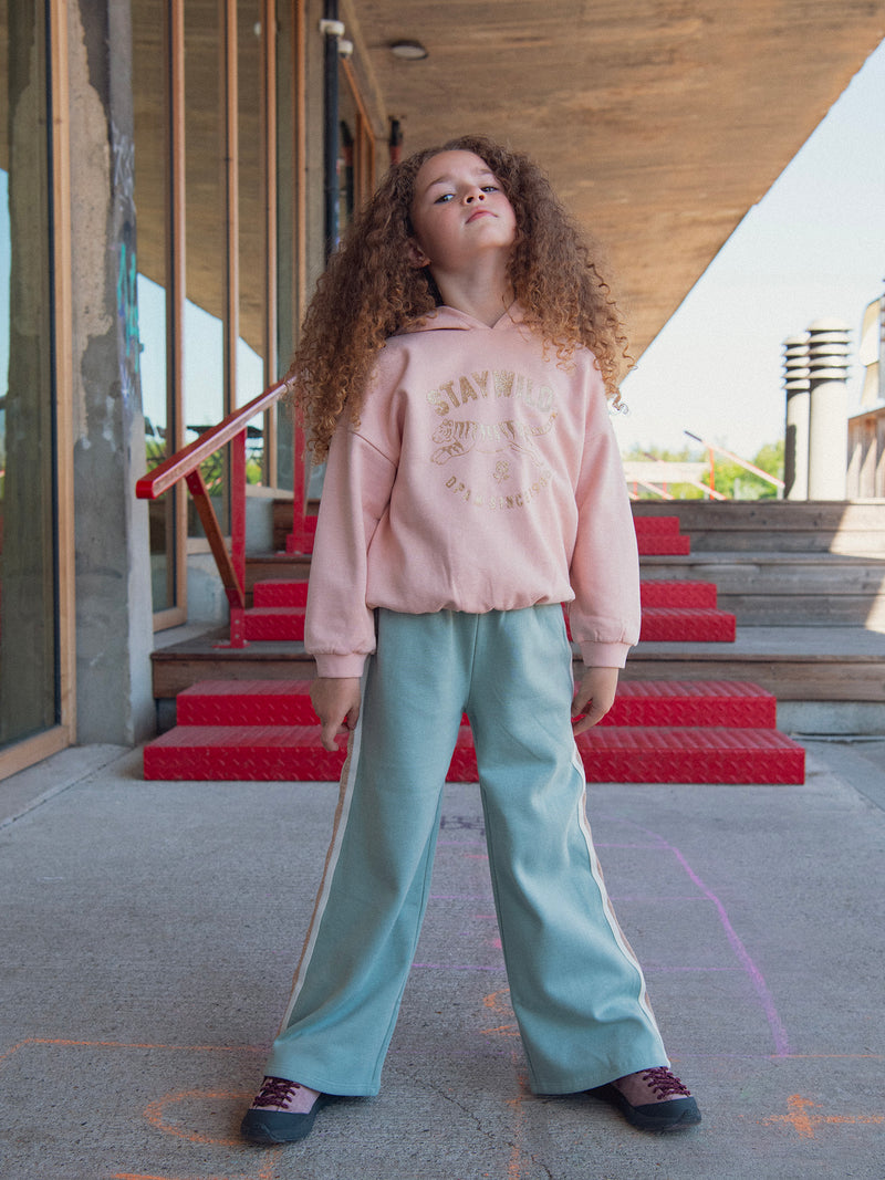 Grüne Sweatpants mit fantasievollen Details und Taschen für Mädchen